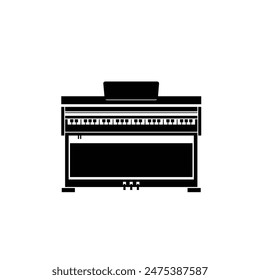 Musical instrument logo illustration, piano silhouette suitable for music stores and communities