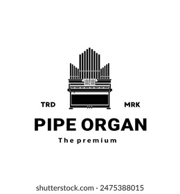 Musical instrument logo illustration, pipe organ piano silhouette suitable for music stores and communities