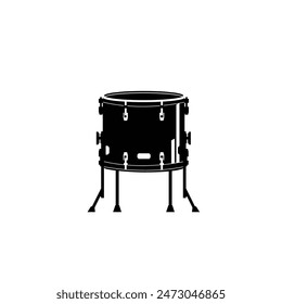  musical instrument logo illustration, tom drum silhouette suitable for music store and community