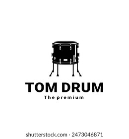  ilustración del logotipo del instrumento musical, silueta del tambor de tom adecuada para la tienda de música y la comunidad