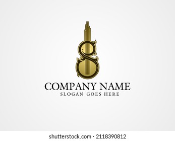 logotipo vectorial de lujo de instrumentos musicales