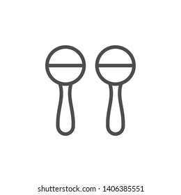 Musical instrument maracas line outline icon isolated on white. Vector illustration