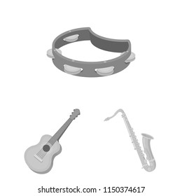 Musical instrument monochrome icons in set collection for design. String and Wind instrument vector symbol stock web illustration.