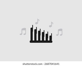 um instrumento musical com múltiplas barras verticais de alturas variáveis