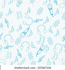 Musical instrument and musical notes with seamless pattern.