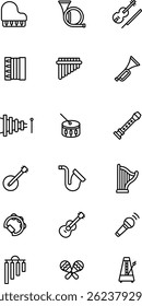 Musical instrument outline icon set