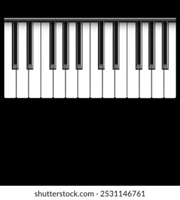 musical instrument row of black and white keys vector illustration