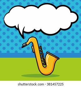 musical instrument Saxophone doodle, speech bubble