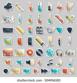 Musical instrument set, flat syle, vector illustration