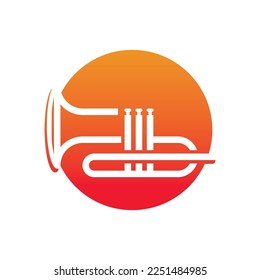 Musical instrument simple icon trumpet for jazz music logo design