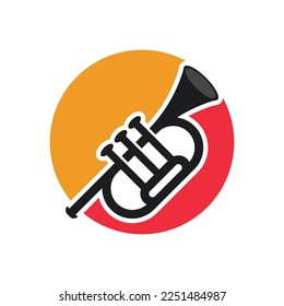 Musical instrument simple icon trumpet for jazz music logo design