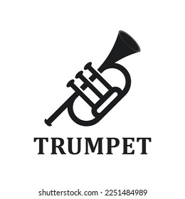 Musical instrument simple icon trumpet for jazz music logo design