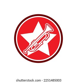 Musical instrument simple icon trumpet for jazz music logo design