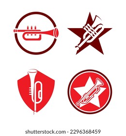 Musical instrument simple icon trumpet for jazz music logo design