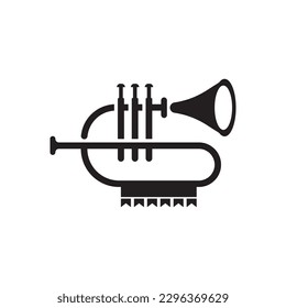 Musical instrument simple icon trumpet for jazz music logo design