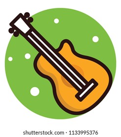 A musical instrument with strings and handle to grip with, giving pleasant sound for entertainment, guitar 