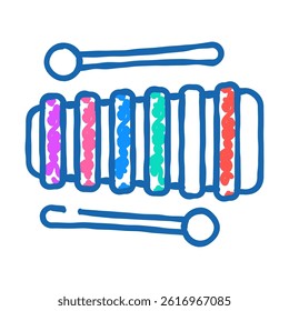musical instrument toy child doodle icon sketch vector. musical instrument toy child sign. isolated symbol illustration