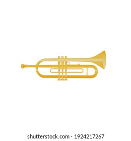 A musical instrument is a trumpet. Color illustration on a white background..
