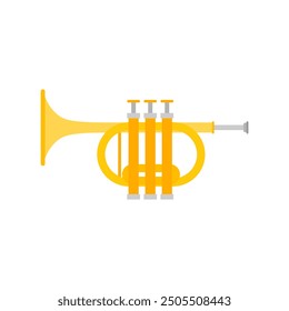 Musical instrument trumpet horn flat design illustration. Trumpet logotype for recording label or studio or musical band.