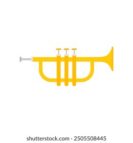 Musical instrument trumpet horn flat design illustration. Trumpet logotype for recording label or studio or musical band.