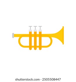 Musical instrument trumpet horn flat design illustration. Trumpet logotype for recording label or studio or musical band.