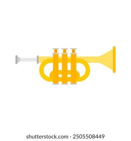 Musical instrument trumpet horn flat design illustration. Trumpet logotype for recording label or studio or musical band.