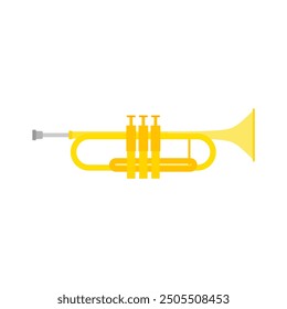 Musical instrument trumpet horn flat design illustration. Trumpet logotype for recording label or studio or musical band.