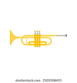 Musical instrument trumpet horn flat design illustration. Trumpet logotype for recording label or studio or musical band.