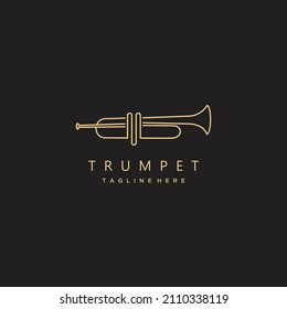 Musical instrument Trumpet minimalist gold logo design icon vector