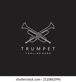 Instrumento musical Trumpet minimalista línea de arte logo icono de diseño vector