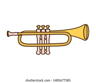 musical instrument trumpet on white background