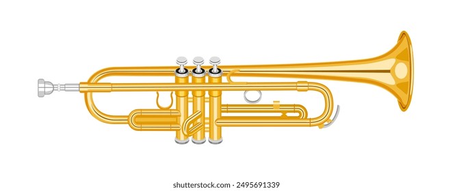 Musical instrument - trumpet, saxophone. Classical music. Vector illustration on white background