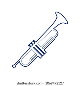 Musical instrument Trumpet sign. Vector. Flat style black icon on white.