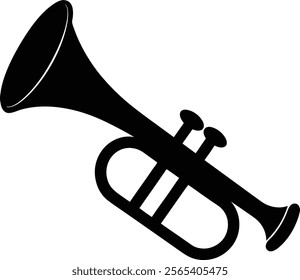 Musical instrument trumpet silhouette isolated on white background. Instrument sign vector illustration design