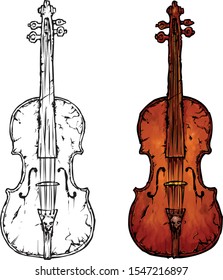 musical instrument violin antique vector illustration