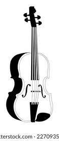 musical instrument violin black and white drawing