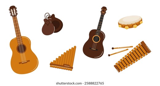 Musical instruments arranged together showcasing variety and diversity in sound