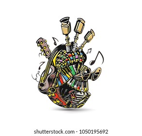 Musical instruments background. Vector illustration design.
