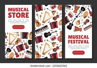 Musical Instruments Banner Design for Entertainment Performance Vector Template