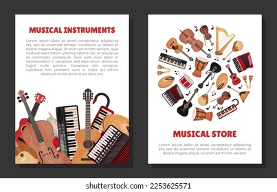 Musical Instruments Banner Design for Entertainment Performance Vector Template