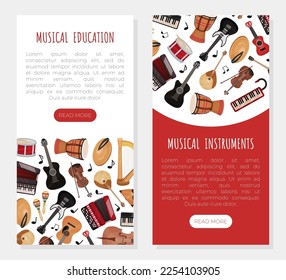 Musical Instruments Banner Design for Entertainment Performance Vector Template