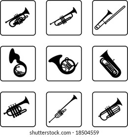 musical instruments black and white silhouettes (also available in raster format)