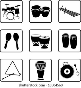 musical instruments black and white silhouettes (also available in raster format)