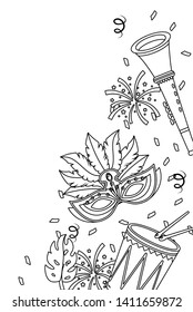 musical instruments brazil party cartoons in black and white