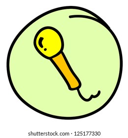 Musical Instruments , A Cartoon Illustration of A Single Microphone in Light Green Circle Frame