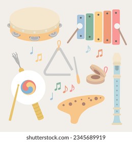 Musical instruments. Collection of vector items.