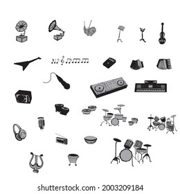 instrumentos musicales conjunto de ilustraciones dibujadas a mano
