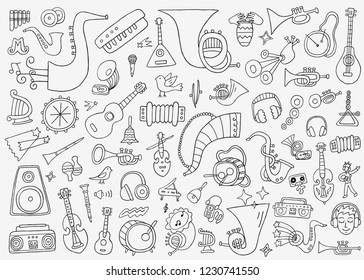 musical instruments doodle set
