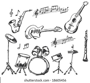 Musical instruments doodles