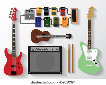 Musical instruments. Flat design.